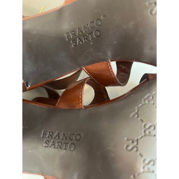 Franco Sarto Ibiza chocolate brown leather sandal with gold hardware Size 9 Box - Picture 10 of 12